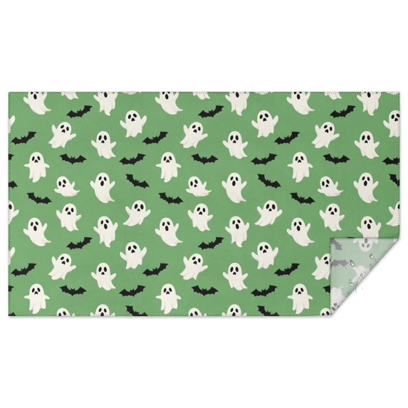 Green Ghost Bat Pattern Rectangle Tablecloth 60"x102",Waterproof Polyester Rectangle Table Cloth, Wipeable Spillproof Polyester Tablecloth for Dining, Camping, Indoor and Outdoor