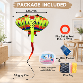 Green Giant 41ft Stingray Kite With Reel For Outdoor Beach And Family Fun