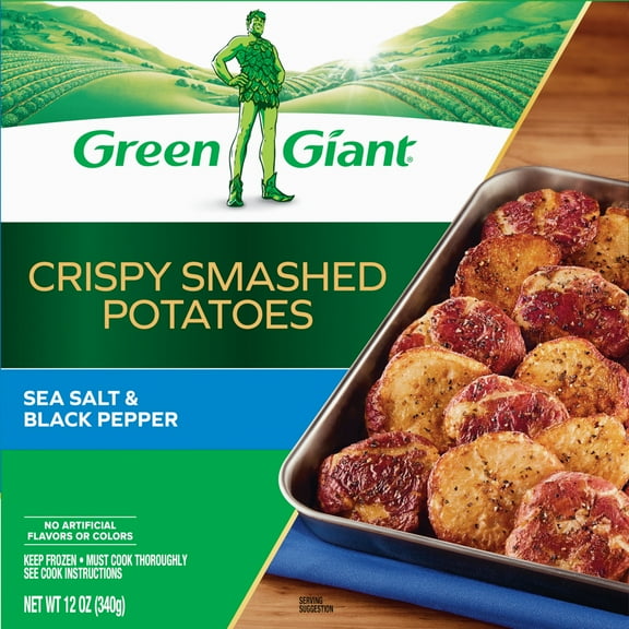 Green Giant Crispy Smashed Potatoes, Sea Salt & Black Pepper, 12 oz Box (Frozen Vegetables)