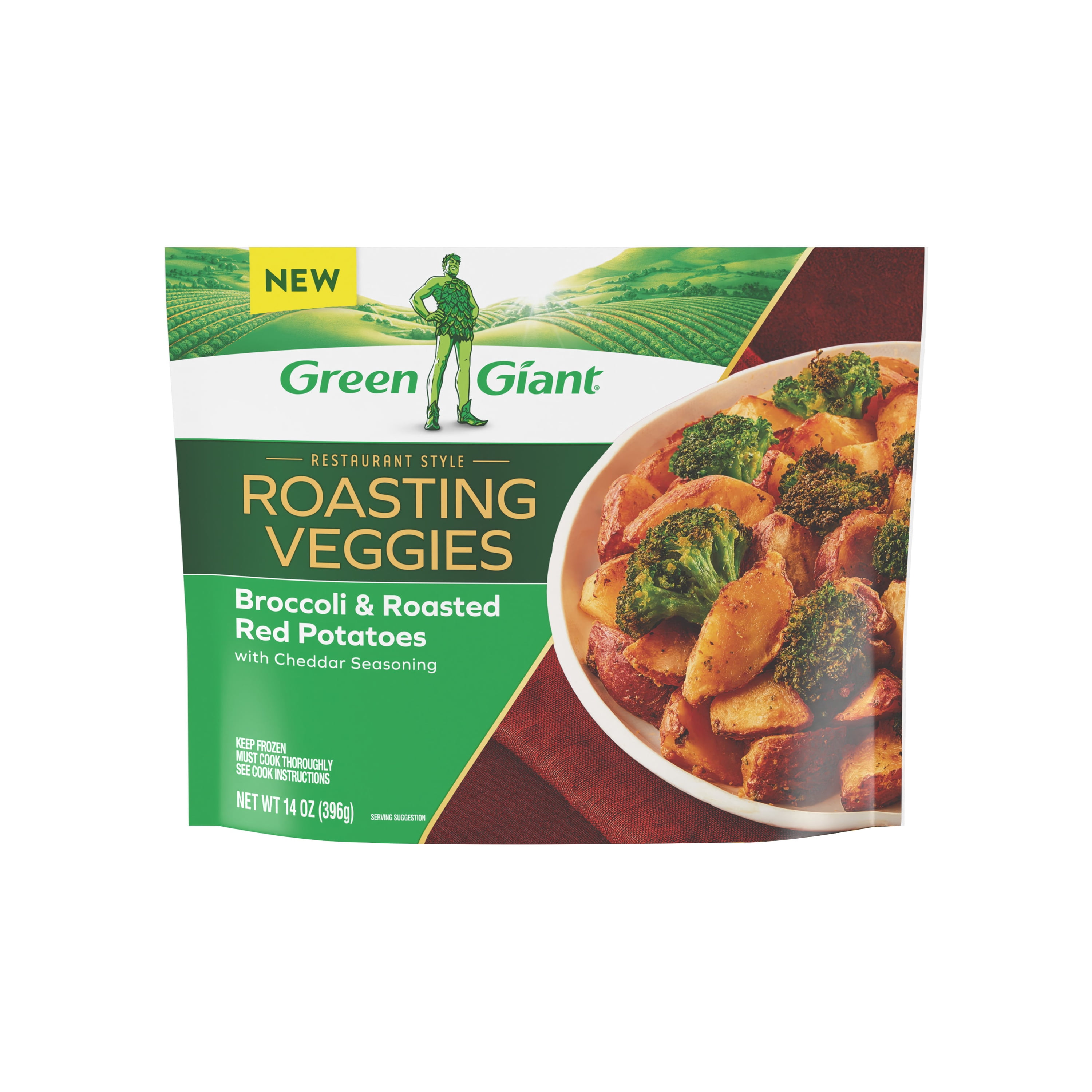 Green Giant Restaurant Style Broccoli & Red Potatoes, Cheddar Seasoning, 14oz Bag (Frozen)
