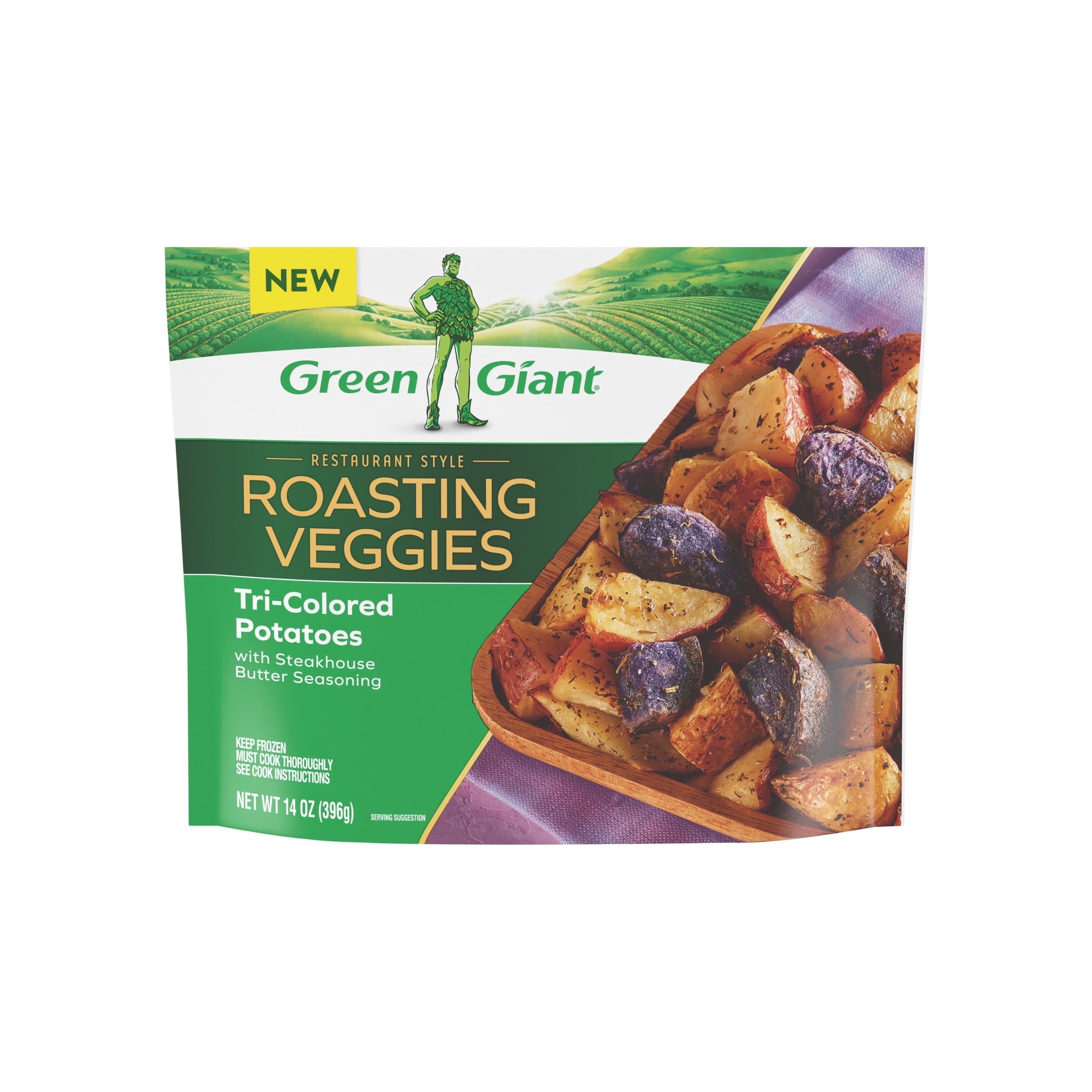 Green Giant Restaurant Style Tri-colored Potatoes, Steakhouse Butter Seasoning, 14 oz Bag (Frozen)
