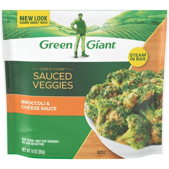 Green Giant Simply Steam Broccoli & Cheese Sauce, 10 oz Bag (Frozen Vegetables)