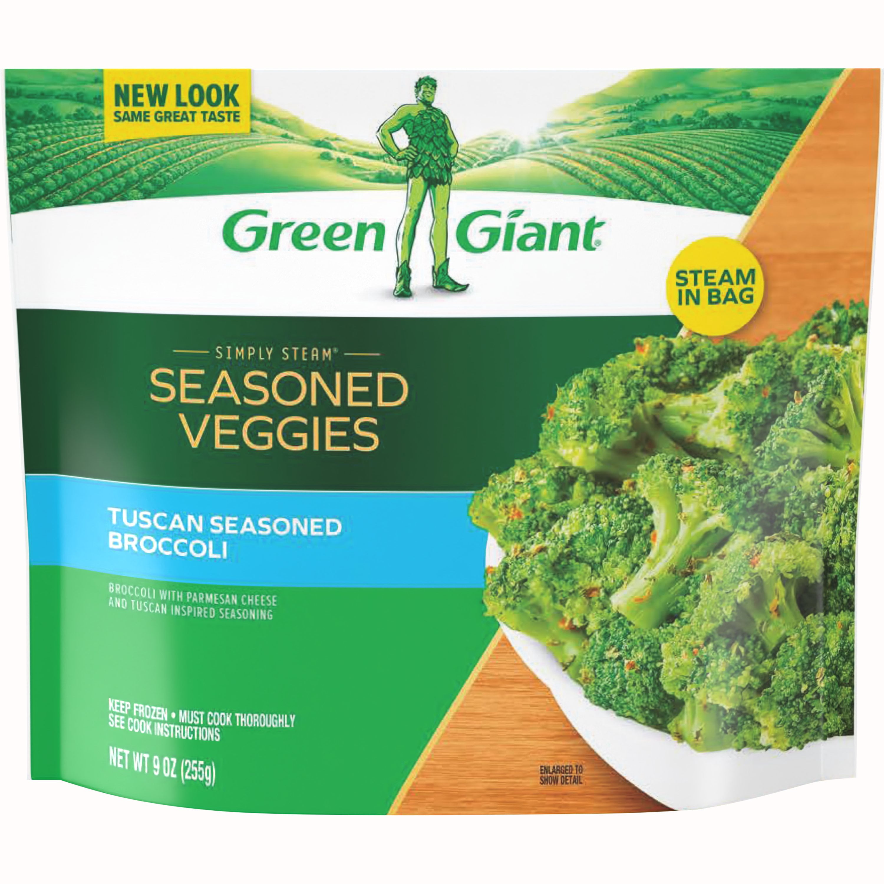 Green Giant Simply Steam Tuscan Seasoned Broccoli, 9 oz Bag (Frozen Vegetables)
