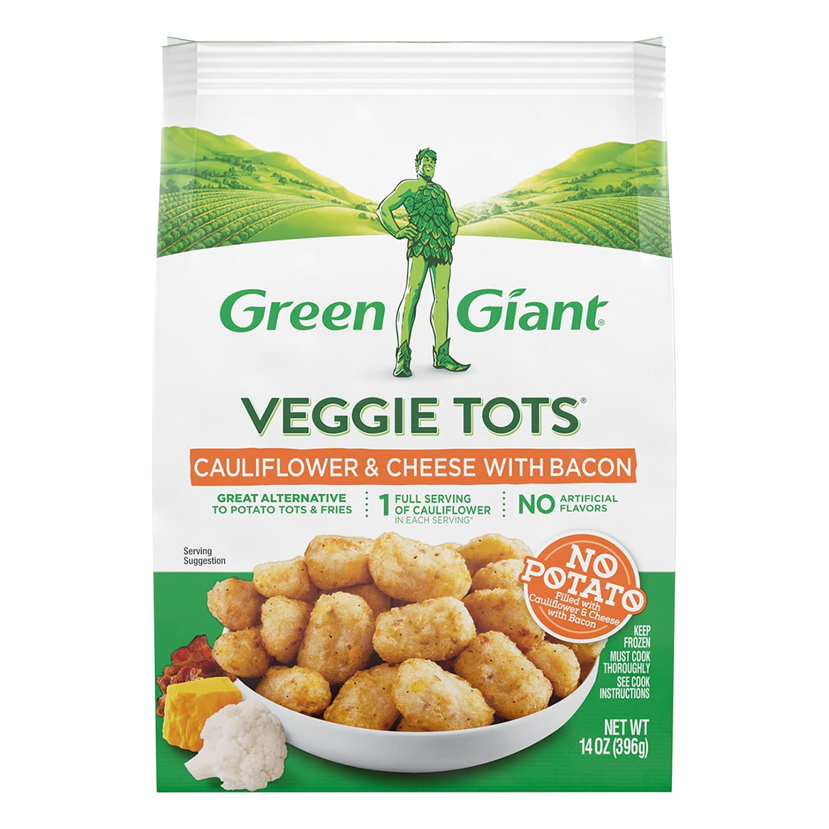 Green Giant Veggie Tots Cauliflower Cheese & Bacon, 14 oz Bag (Frozen)