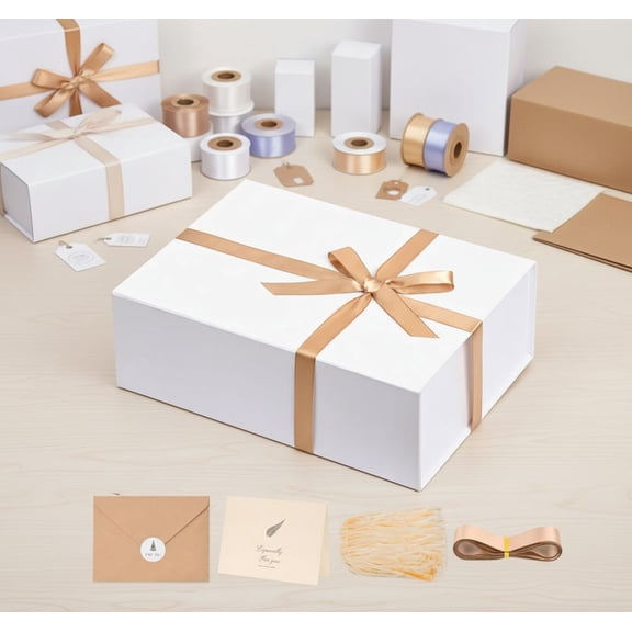 Green Gift Box 14"x8.5"x4.5" Christmas Gift Boxes with Lids for Presents for Anniversary Wedding Proposal Birthday Gift boxes with Shredded Filler Card Ribbon