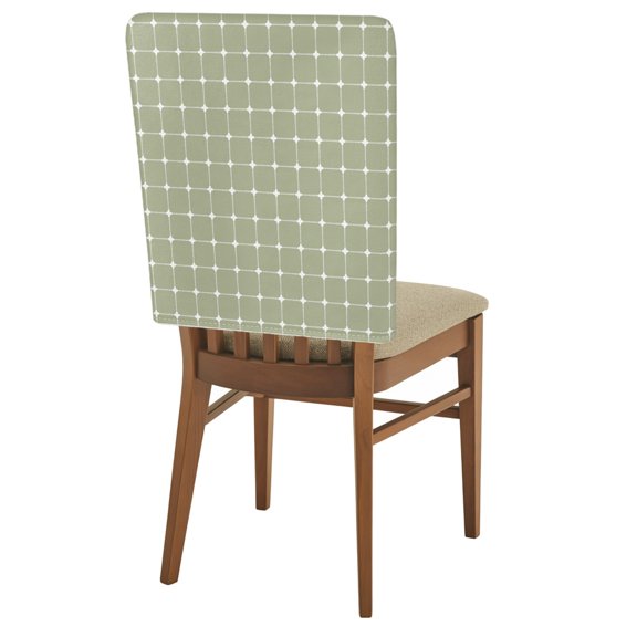 Green Gingham Chair Back Covers Set of 1 Modern Minimalist White Line Grid Points Checkered Removable Dining Chair Slipcovers Washable Seat Protector for Restaurant Party Banquet Kichen Decor