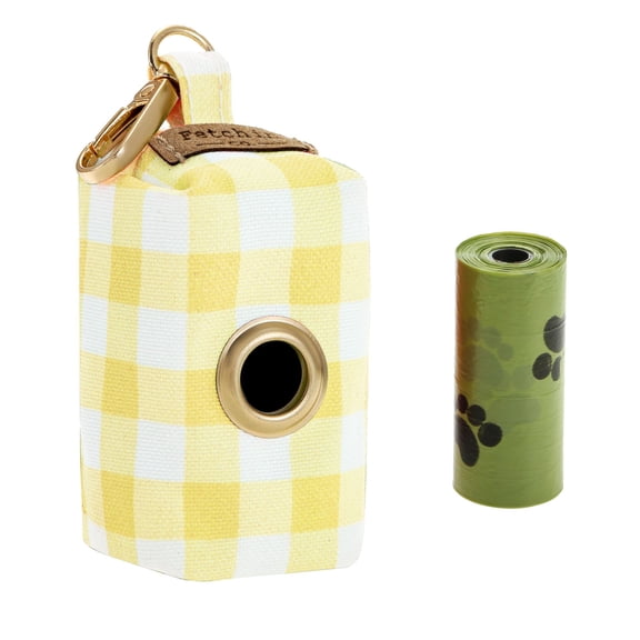 Yellow Gingham Pet Waste Bag Holder