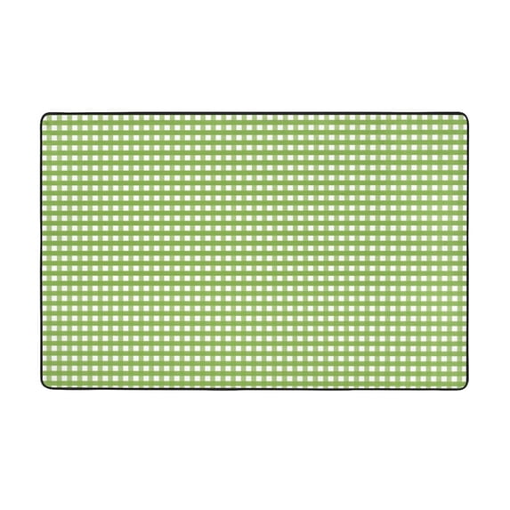 Green Gingham Shaggy Area Rug, Rugs for Living Room Bedroom Non Slip Door Mat Indoor Carpet Machine Washable Nursery Home Decor Floor Mats for Entryway 60x39in-#