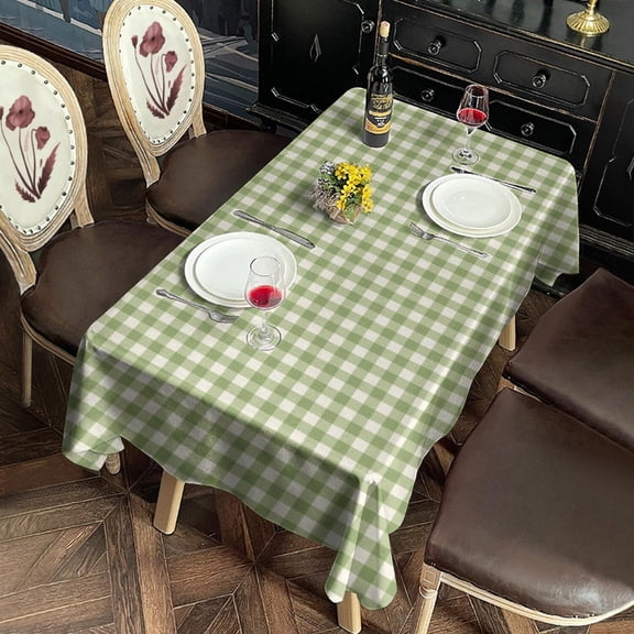 Green Gingham Tablecloth Rectangle Tables Checkered Buffalo Plaid Table Cloth Farmhouse Tablecloths Washable Wrinkle Free for Baby Shower Picnic Kitchen, 60"x120" 10-12 Seats