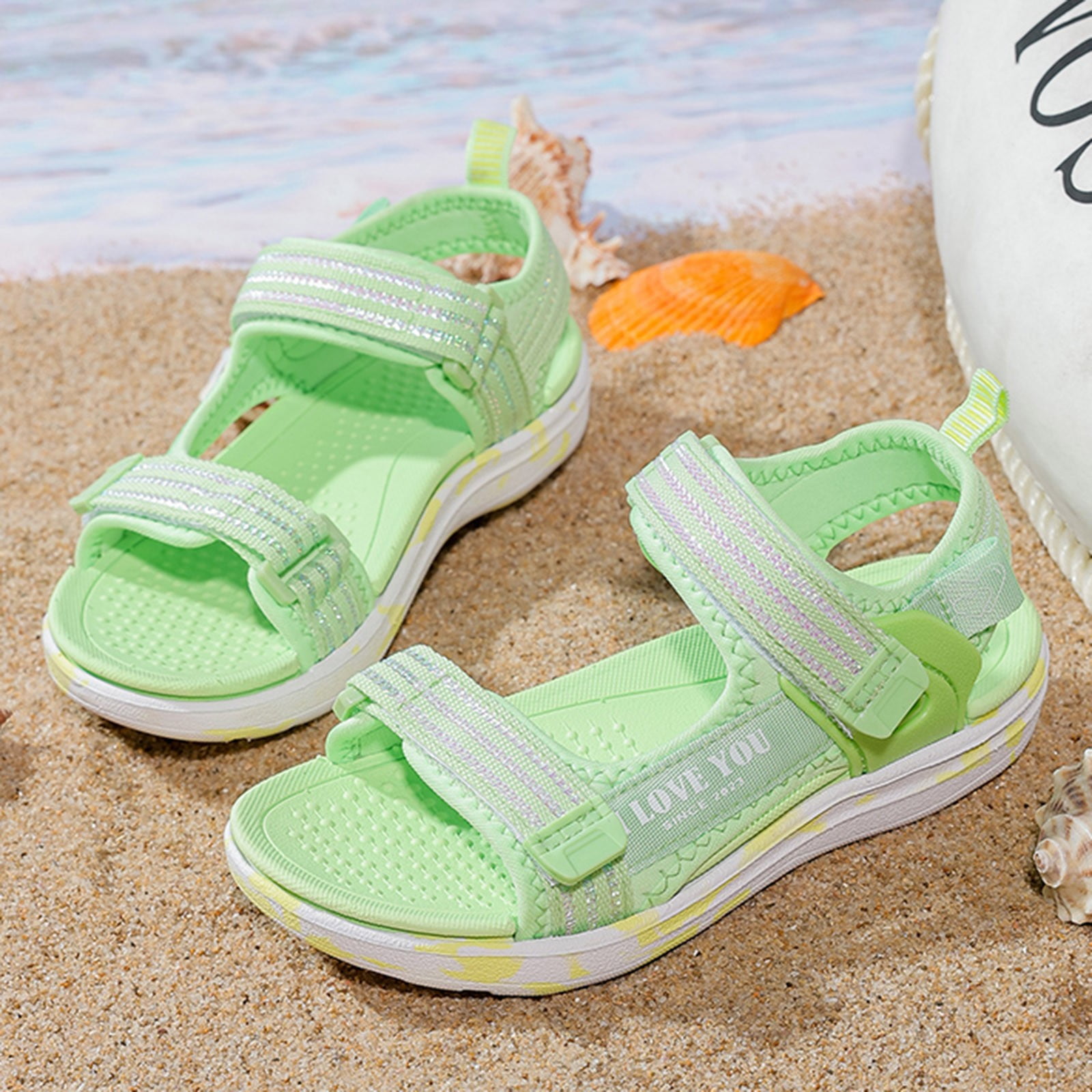 Green Girls Sandals Children Shoes Fashion Beach Sandals Light Soft ...