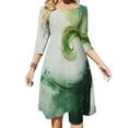 thumbnail image 1 of Green Glamour Swirl Women's Fall Dresses Casual Loose Flowy Swing Shift Dress, 1 of 9