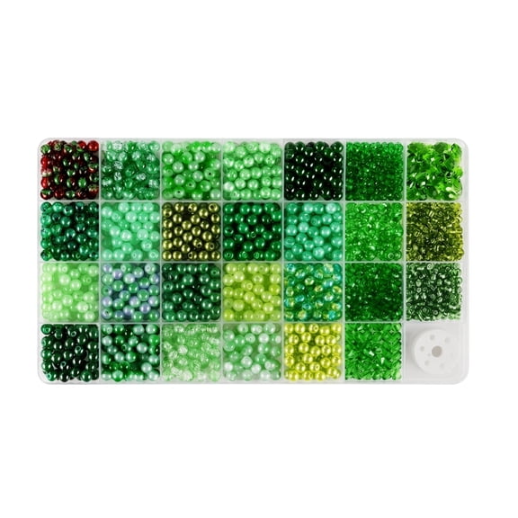 Green Glass Bead Kit, Assorted Green Beads for Jewelry Making, Nature Inspired Beading Supplies with Storage Box, DIY Craft Kit for Bracelets Necklaces