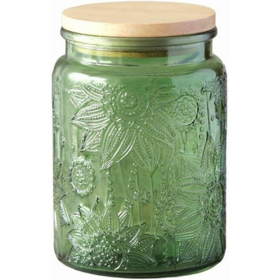 Green Glass Canister, Candy Jar with Lid, 23.7 FL OZ Vintage Colored Mason Jars for Kitchen Decorative Jar for Coffee Tea Candy Cookies, Cute Jars (Green, 1 Pack)