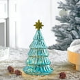 thumbnail image 1 of Green Glass Christmas Tree Figure, Luminous Centerpiece for Mantel and Tabletop Holiday Decor, Sparkling Crystal Art Piece for Home(Green,B), 1 of 6