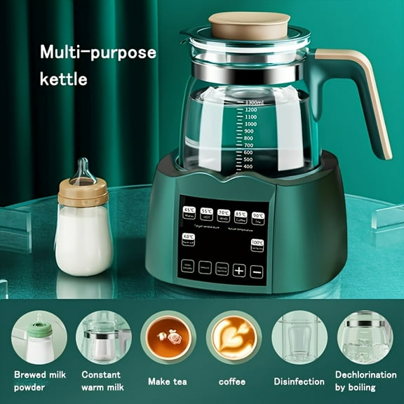 Green Glass Electric Kettle - Digital Display, One-Touch Temp Control - Perfect for Coffee, Tea & More - Modern Multi-Temp Kettle for Hot/Cold Drinks