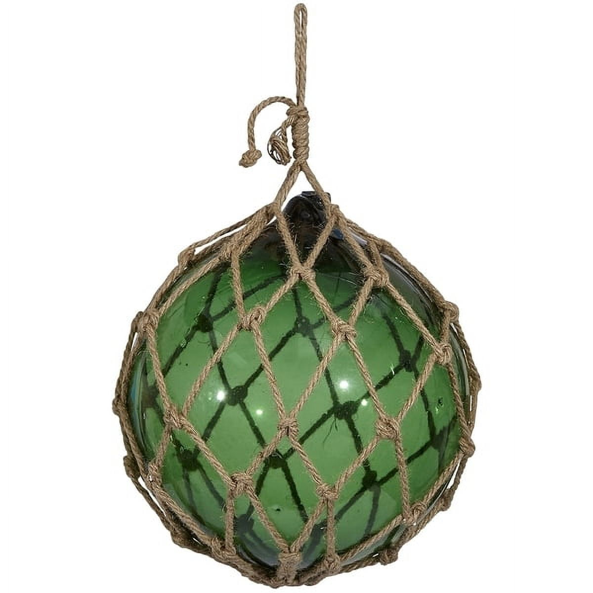 Green Glass Float in Netting Japanese Fishing Glass Floats Buoy 15 