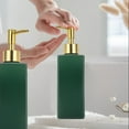 thumbnail image 1 of Green Glass Foaming Soap Dispenser | Refillable Foam Pump Bottle for Hand Soap & Body Wash | 7.76x2.24x2.24 Inch Bathroom & Kitchen Dispenser | Elegant Countertop Liquid Soap Container, 1 of 6
