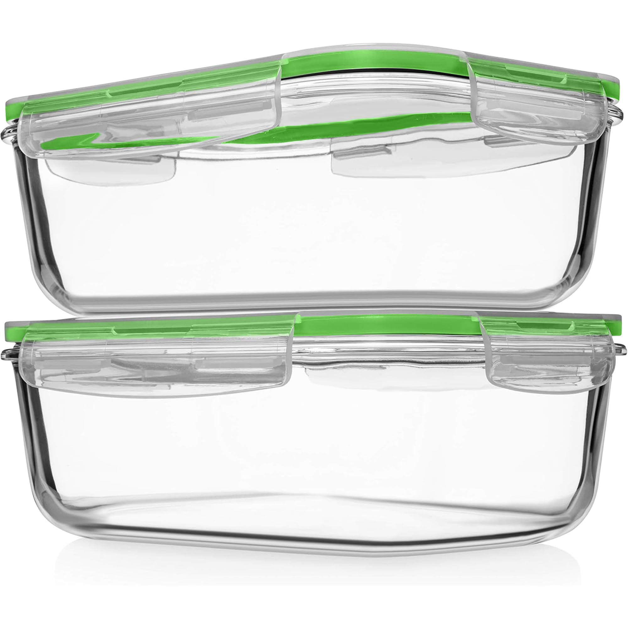 Green Glass Food Storage Containers 4 Piece 1860ml Meal Prep Leftover Storage