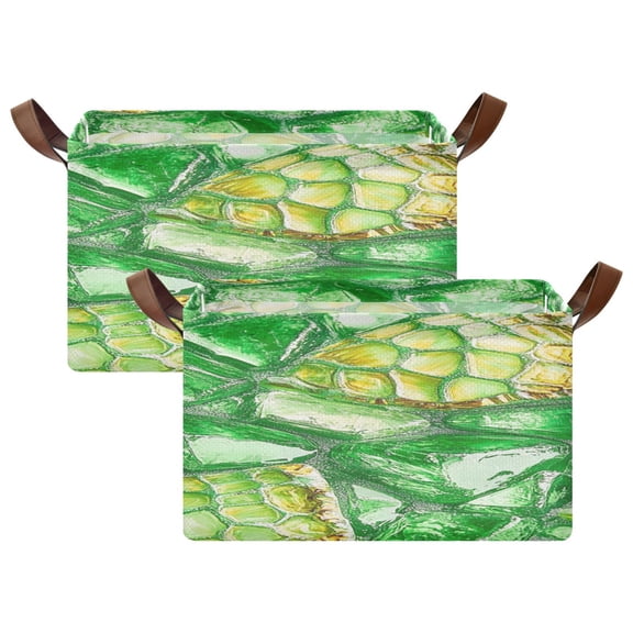 Green Glass Mosaic 16.9x11.4x10in Foldable Open Home Storage Bins Durable Water Resistant Shelf Baskets