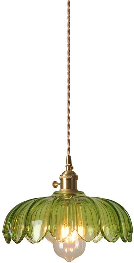 Green Glass Pendant Lamp with Switch, Modern Farmhouse Pendant Light ...