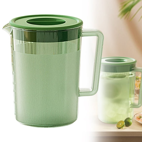 Green Glass Pitcher – Farmhouse Style Water Carafe, Spill Proof Spout Sturdy Handle, Perfect for Parties and Gatherings