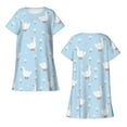 thumbnail image 1 of Horeoi Goose White Flowers Print Women's Short-sleeved Nightdress Breathable Cotton-like Material Loose A-line Knee-length, 1 of 6