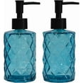 thumbnail image 1 of Green Glass Soap Dispenser Set with Black Pump, 13.5oz Refillable Liquid Hand Soap Dispenser, Lotion Dish Soap Dispenser for Modern Home Decor, Bathroom, Kitchen Countertop, Hotel(2 Pack), 1 of 6