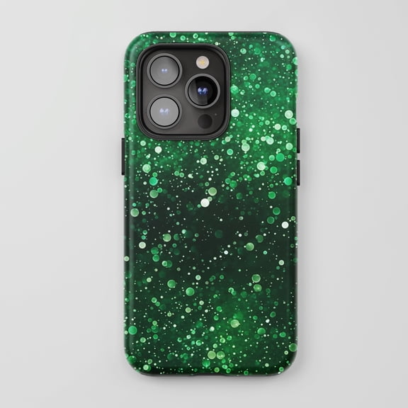 Green Glitter Bubbles For All iPhone Series Tough Phone Case Sparkle Design