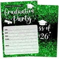thumbnail image 1 of Green Glitter Graduation Invitation Card for Graduate, Green Glitter Graduation Party Invites, 30 Cards & 30 Envelopes, 4x6 Inches, Double-Sided, 1 of 7