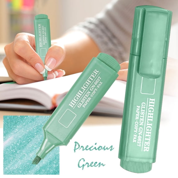 Green Glitter Highlighter Marker Pen, Chisel Tip for Bible Study, By Meiiso, Large Inventory!