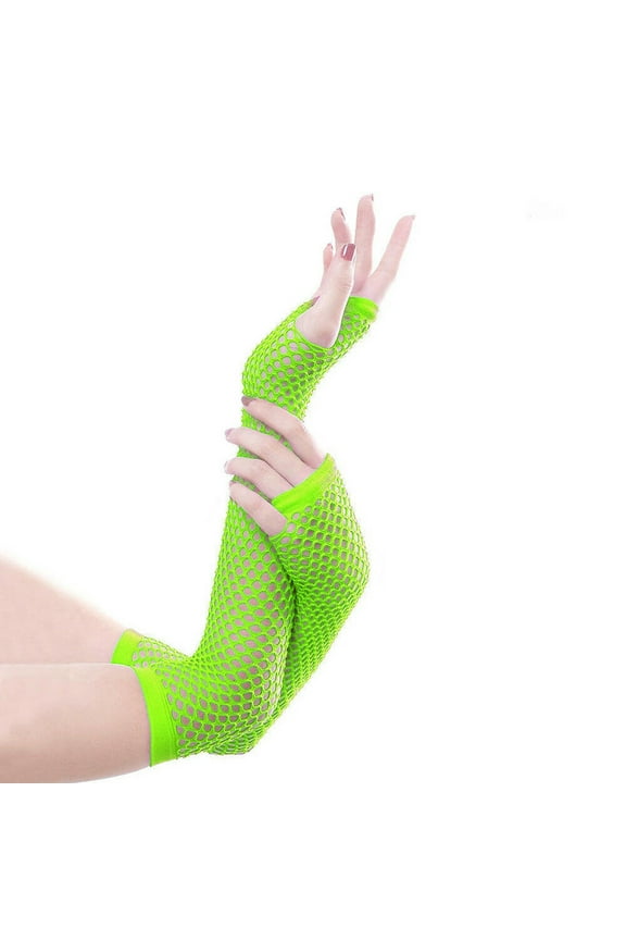 Green Gloves Mittens New Women's Fashion Long Length Fishnet Fingerless Gloves Party Gloves