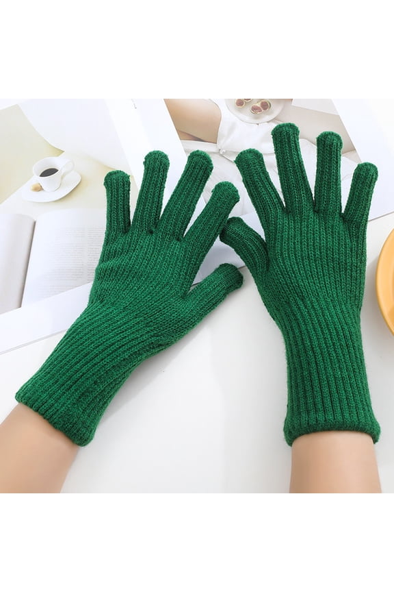 Green Gloves Mittens for Women Men Fashion Touchscreen Texting Gloves Outdoor Men Women Warm Knit Winter Mittens Gloves Solid Golves Students Outdoor Riding Hiking Mittens