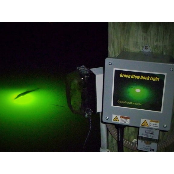 Green Glow Dock Light Saltwater Approved, Barnacle Burner Bulb, Underwater Fish Light Bright Green 7,900 Lumens Single Dock Light 1 Pack 50' Lamp Cable