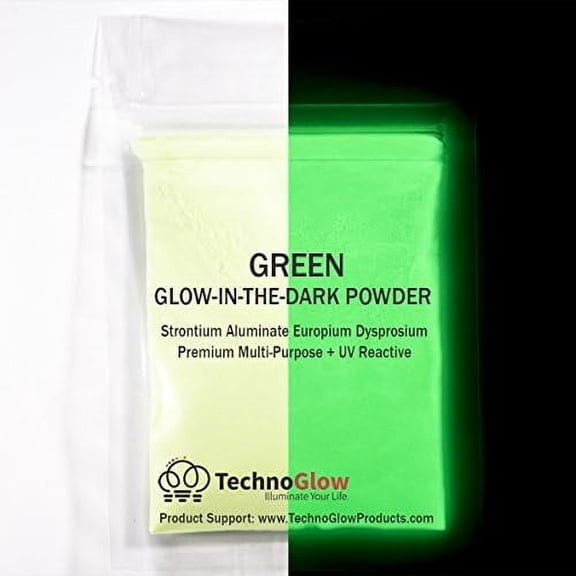 Green Glow in The Dark & UV Powder; 100-150 Microns (0.5 OZ)
