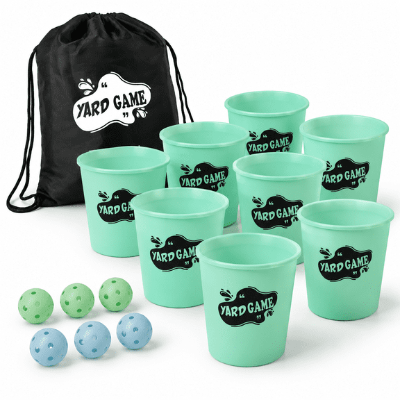 Green Glow-in-the-Dark Giant Yard Pong Toss Game Set for Outdoor Lawn Beach Camping