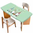 thumbnail image 1 of Green Gnomes Easter Table Cloths for 3 Foot Rectangle Tables, Eggs Botanical Carrot Pastoral Patio Waterproof Elastic Fitted Tablecloths, Washable Rectangular Table Cover for Camping, 1 of 8