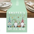 thumbnail image 1 of Green Gnomes Easter Table Runner - 90 Inch Long, Kitchen Dining Table Runner Dresser Scarves, Eggs Botanical Carrot Pastoral Farmhouse Decor for Coffee Tables Wedding Party Banquet, 1 of 8