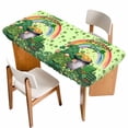 thumbnail image 1 of Green Gnomes St. Patrick's Day Table Cloths for 3 Foot Rectangle Tables, Lucky Clovers Rainbow Patio Waterproof Elastic Fitted Tablecloths, Washable Rectangular Table Cover for Camping, 1 of 8