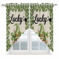 thumbnail image 1 of Green Gnomes Swag Curtains for Kitchen/Bedroom/Living Room, St Patrick's Day Shamrocks Farmhouse Plaid Scalloped Curtains 63 Inch Long, Window Swag Topper Curtains Valances 2 Panels Set 36"x63", 1 of 8