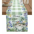 thumbnail image 1 of Green Gnomes Table Runner Cotton Linen 36 Inch Holiday Dresser Scarves, Spring Botanical Flowers Buffalo Plaid Tablerunner for Kitchen Coffee Dining Bedroom Living Room Dinner Scarf Décor 13''x36'', 1 of 9