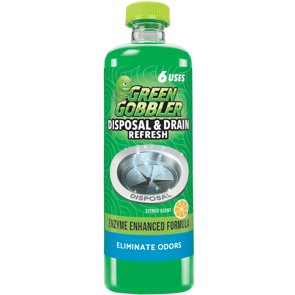 Green Gobbler Garbage Disposal & Sink Drain Cleaner, Elminates Foul Odors and Clogs, Enzymatic Formula, 22.6 fl oz - 6 Uses
