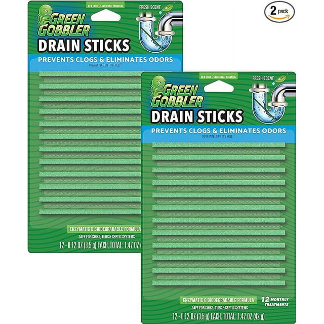 Green Gobbler Drain Cleaner & Deodorizer FRESH SCENT Sticks for Toilet