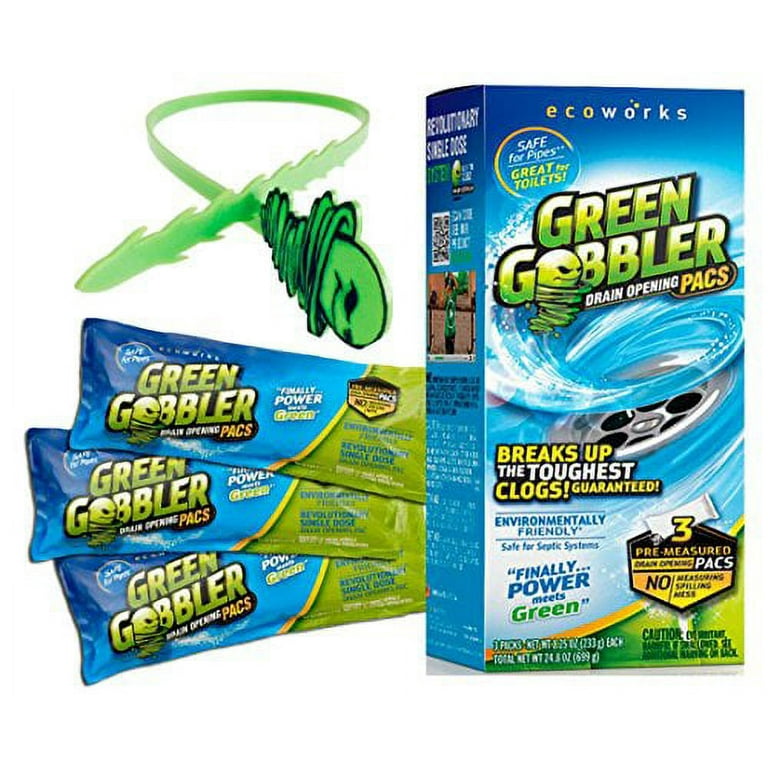 Green Gobbler Drain Clog Remover Powder, 3 Uses