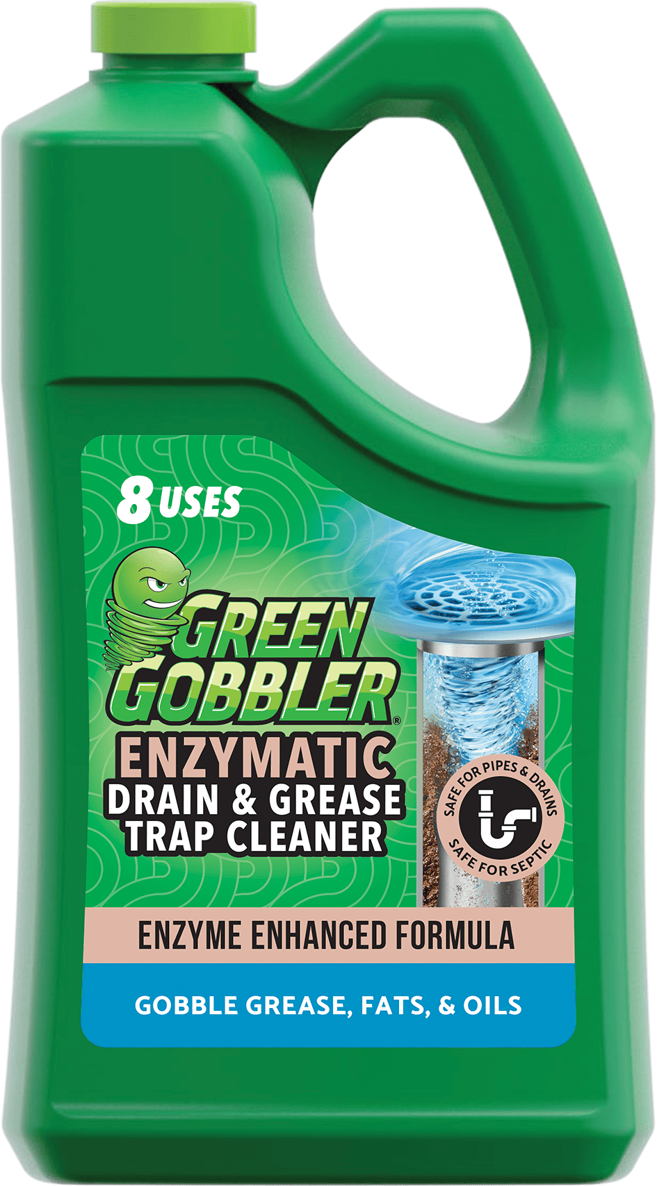 Green Gobbler Enzyme Drain & Grease Trap Cleaner, Safe For Septic Tanks - 128 Fluid Ounce