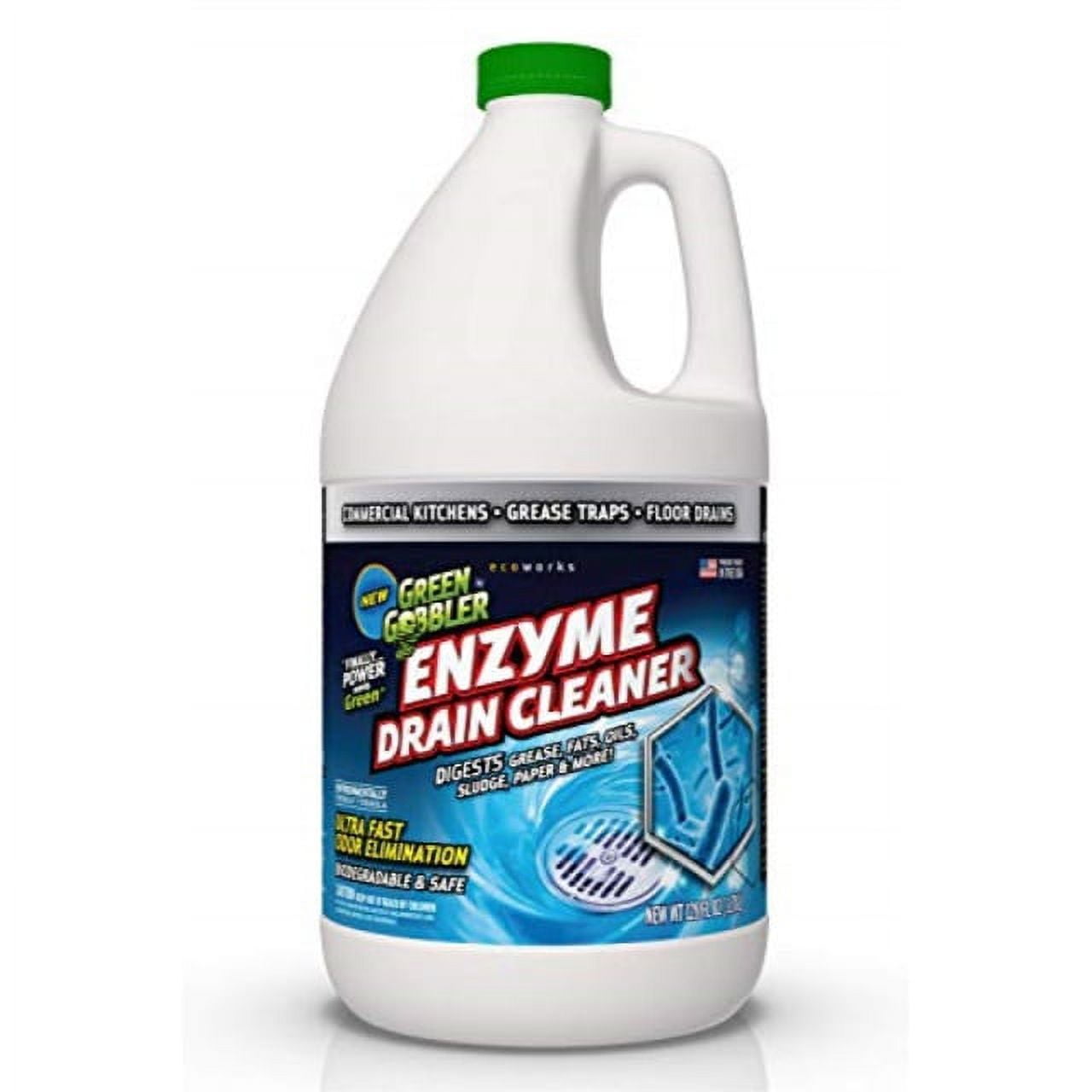 Green Gobbler Enzyme Drain Cleaner | Controls Foul Odors & Breaks Down  Grease, Paper, Fat & Oil in Sewer Lines, Septic Tanks & Grease Traps | 1  Gallon