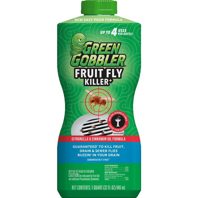 Green Gobbler Thick Gel Formula Fruit and Drain Fly Killer, 32 Fluid ...