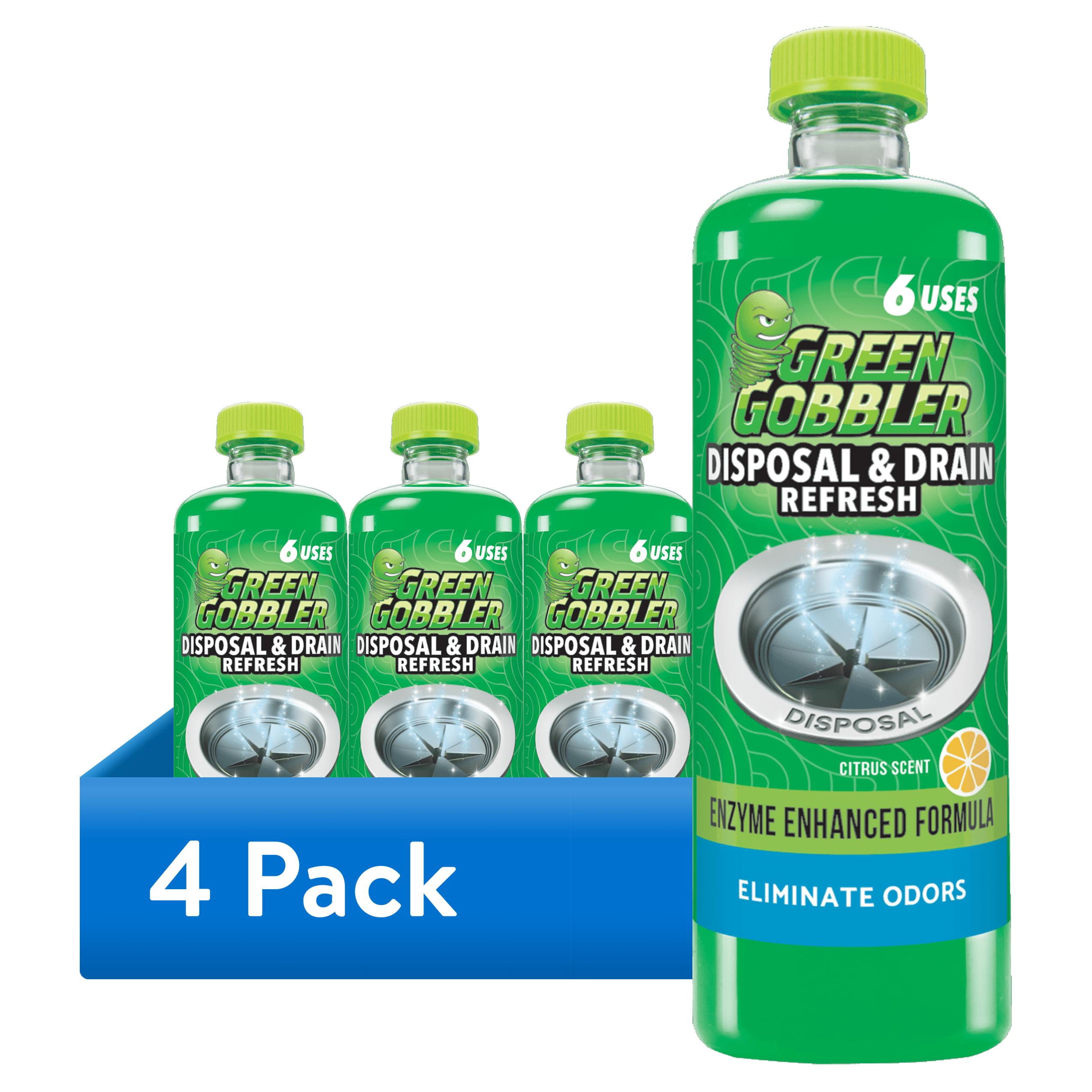 (4 pack) Green Gobbler Garbage Disposal & Sink Drain Cleaner, Elminates Foul Odors and Clogs, Enzymatic Formula, 22.6 fl oz - 6 Uses