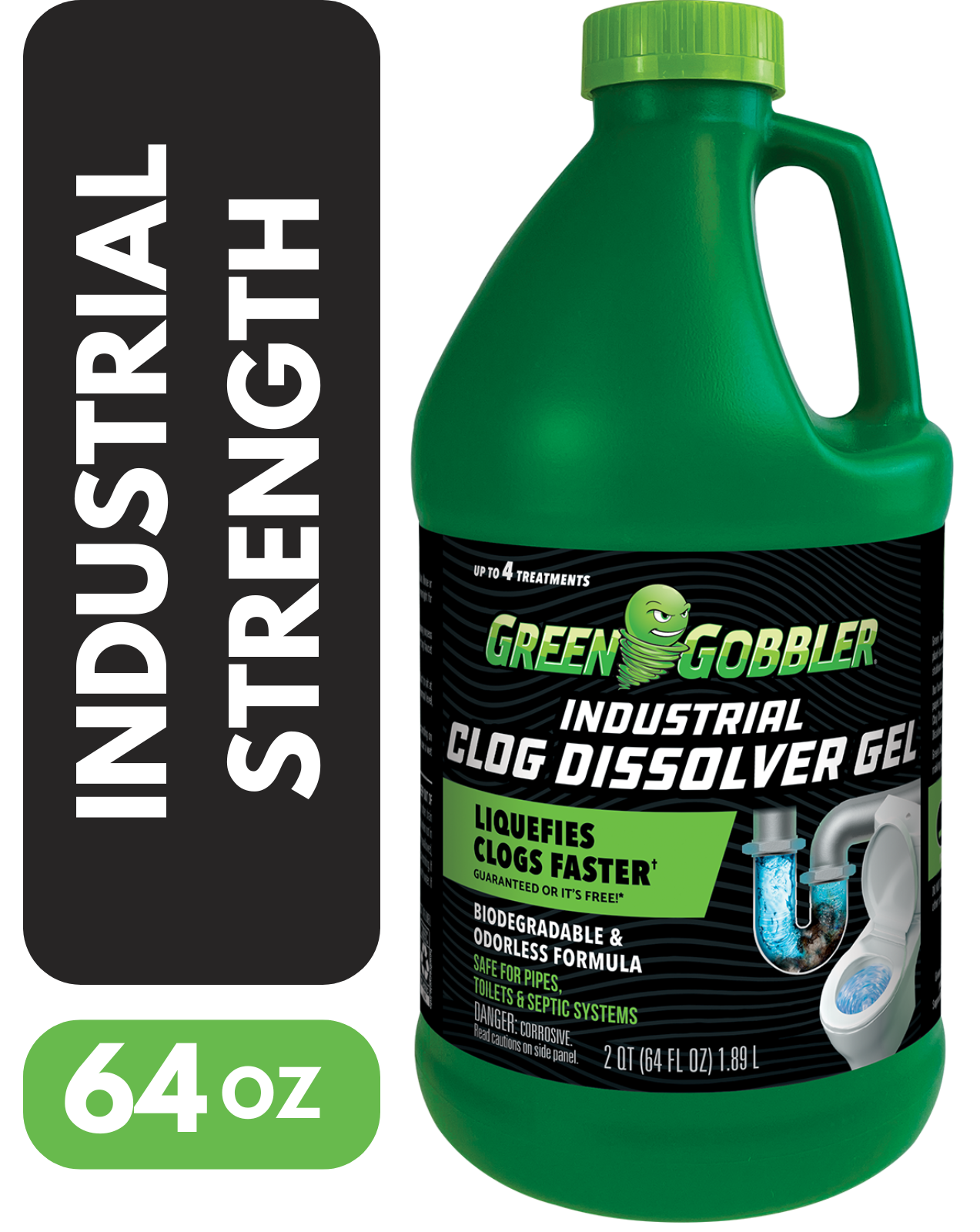 Green Gobbler Industrial Strength Drain Clog Cleaner Gel - 1 Gallon ...