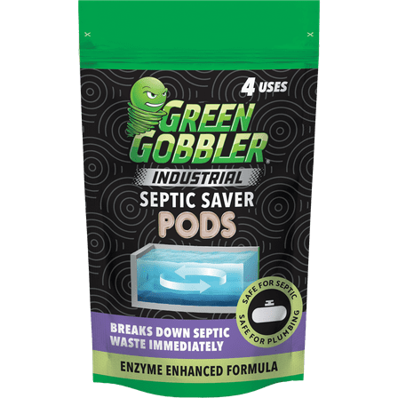Green Gobbler Industrial Strength Septic Tank Treatment Pods - 4 Treatments, 4 Piece Count