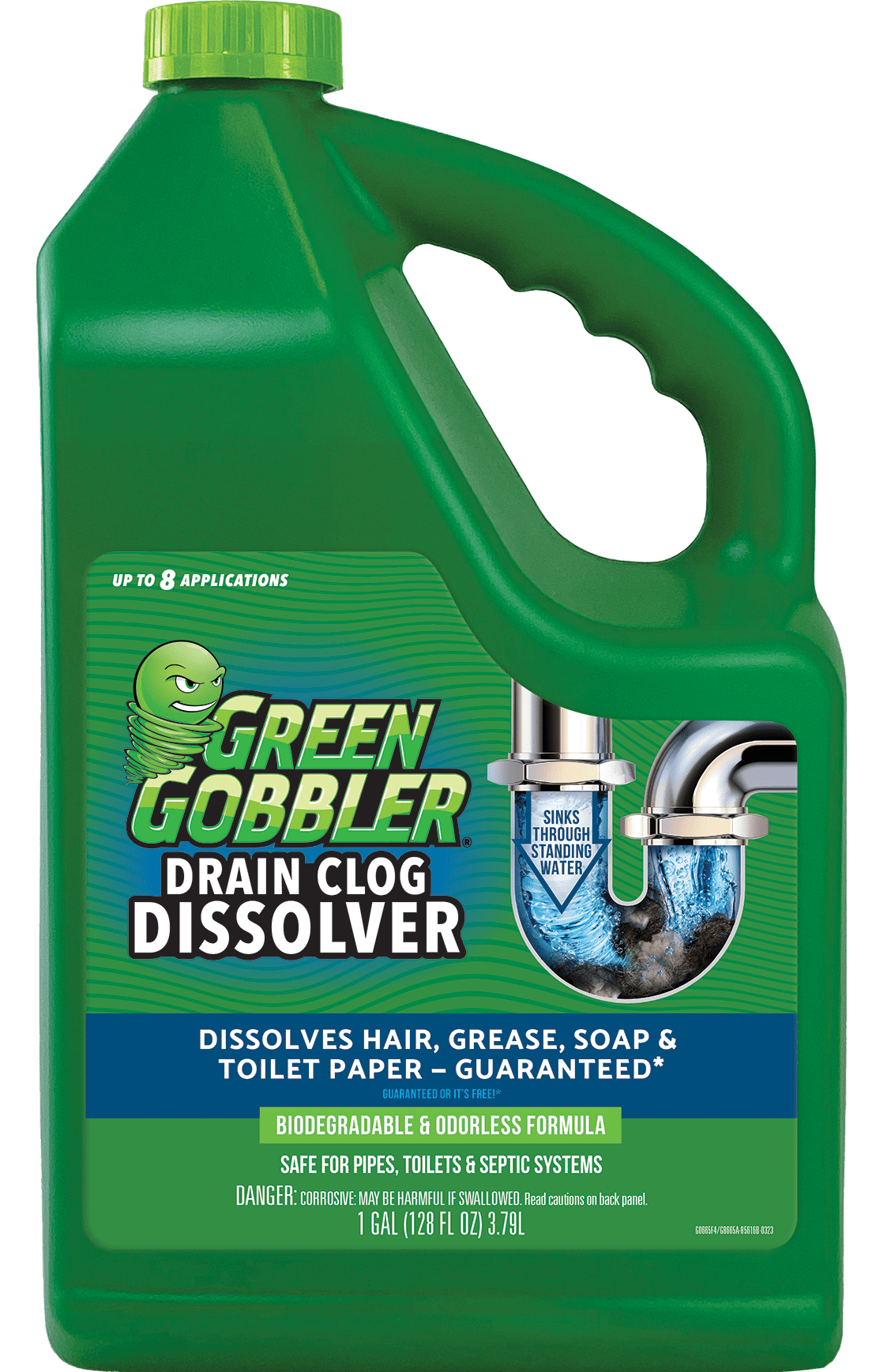 Green Gobbler Drain Opener 3 Pre-Measured Applications, Eco-Friendly  Powder, Safe for Septic Tanks, Cleans Pipe Walls, Tool Included
